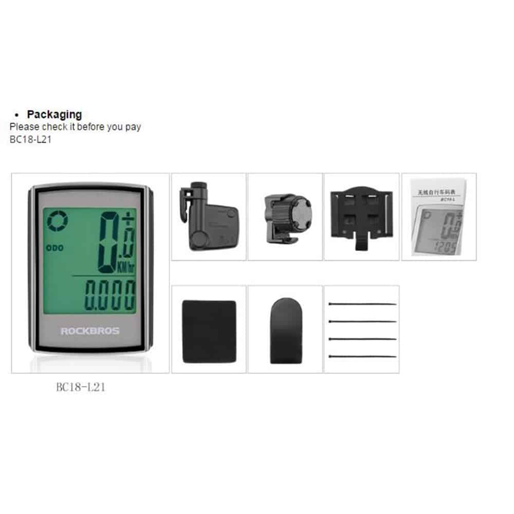 کیلومتر شمار - کیلومتر شمار دوچرخه - سرعت سنج دوچرخه - سرعت سنج دوچرخه راک براس - کیلومتر شمار راکبراس - کیلومتر شمار بیسیم دوچرخه راک براس - کیلومتر شمار بیسیم دوچرخه 18 کاره راکبراس ROCKBROS BC18-L21