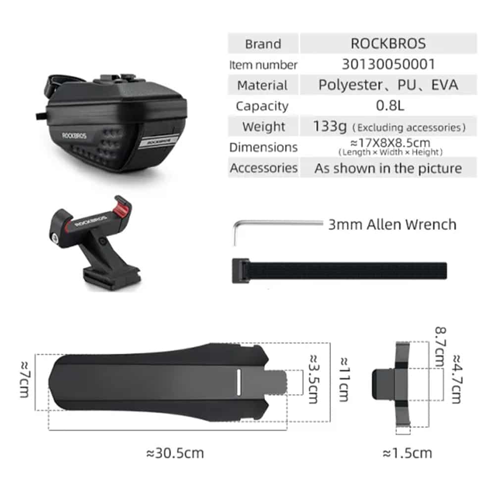 کیف زیر زین دوچرخه - کیف راکبراس دوچرخه - کیف زیر زین - کیف دوچرخه - کیف راک براس - هارد کیف زیر زین دوچرخه - کیف راکبراس زیر زین - کیف دوچرخه زیر زین ضد اب - کیف راک براس دوچرخه .8 لیتر - کیف زیر زین دوچرخه راکبراس ROCKBROS HARD BAG 0.8L