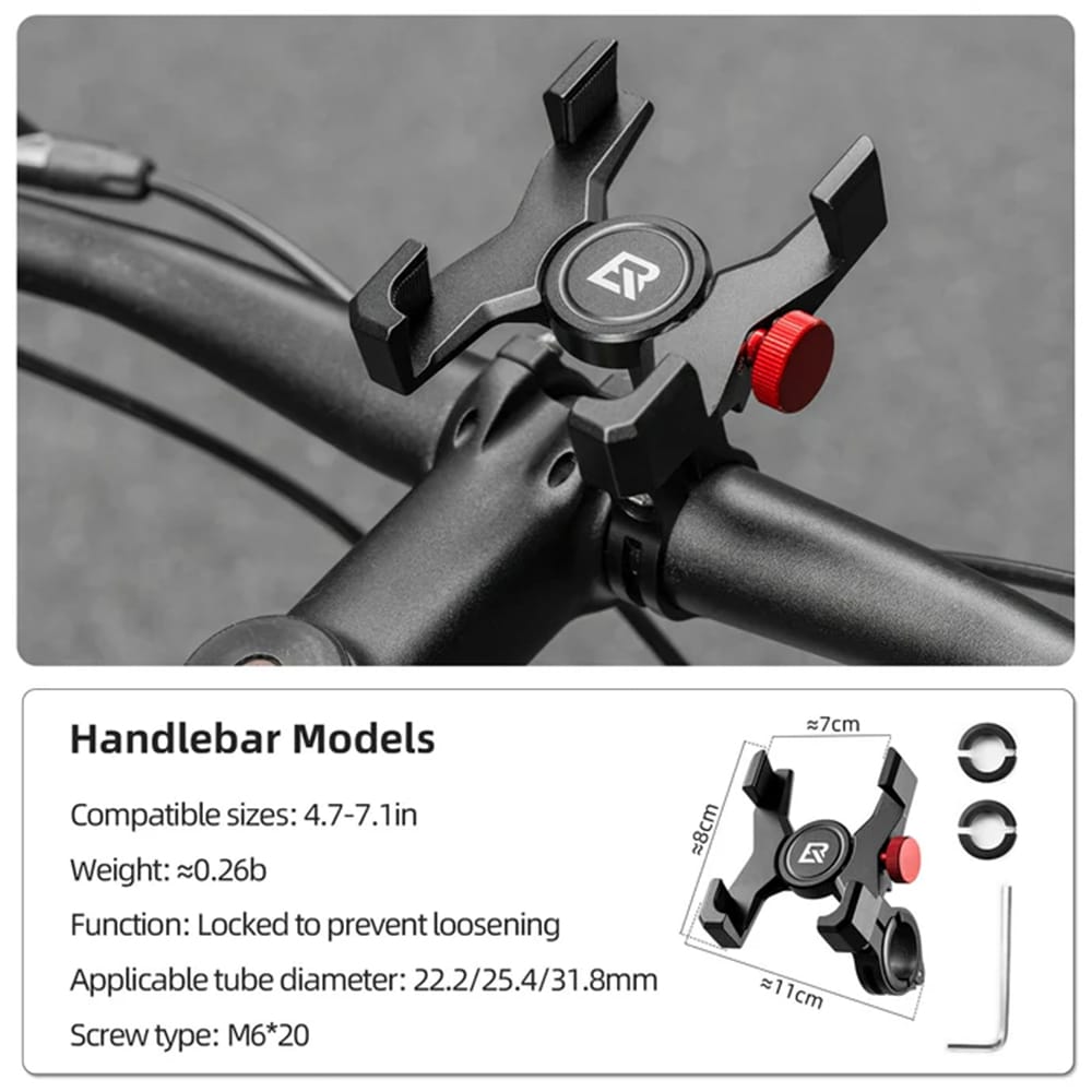 هولدر موبایل - هولدر موبایل موتور - هولدر موبایل دوچرخه - هولدر دوچرخه المینیومی راکبراس - هولدر موبایل راک براس - هولدر المینیومی راکبراس - هولدر موتور و دوچرخه راکبراس - هولدر موبایل آلمینیوم 360 درجه دوچرخه و موتور راکبراس ROCKBROS