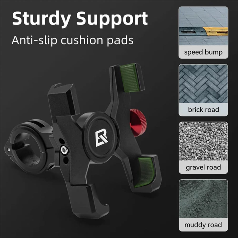 هولدر موبایل - هولدر موبایل موتور - هولدر موبایل دوچرخه - هولدر دوچرخه المینیومی راکبراس - هولدر موبایل راک براس - هولدر المینیومی راکبراس - هولدر موتور و دوچرخه راکبراس - هولدر موبایل آلمینیوم 360 درجه دوچرخه و موتور راکبراس ROCKBROS