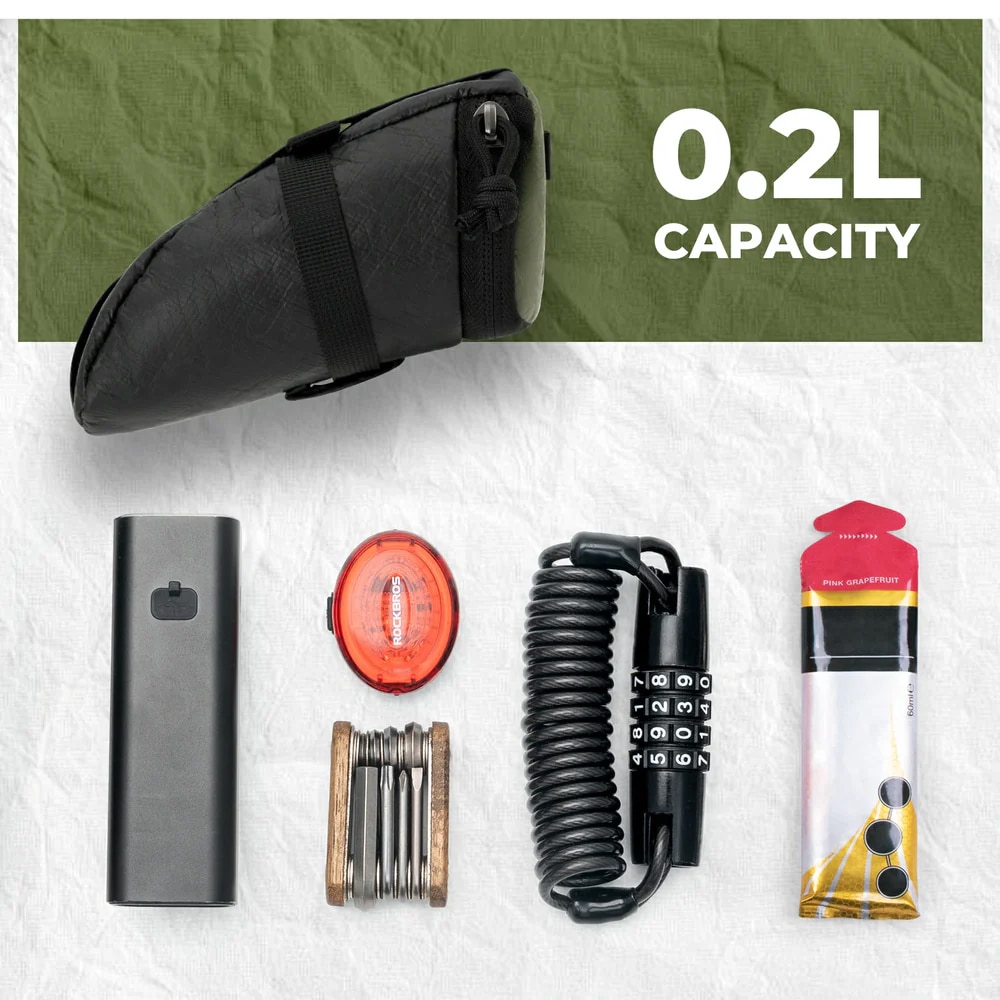 کیف دوچرخه - کیف زیر زین - کیف زیر زین راکبراس - کیف دوچرخه زیر زین راک براس - کیف دوچرخه راکبراس 0.2 لیتری - کیف زیر زین دوچرخه جمع و جور - کیف زیر زین دوچرخه راکبراس ROCKBROS DB006 0.2L