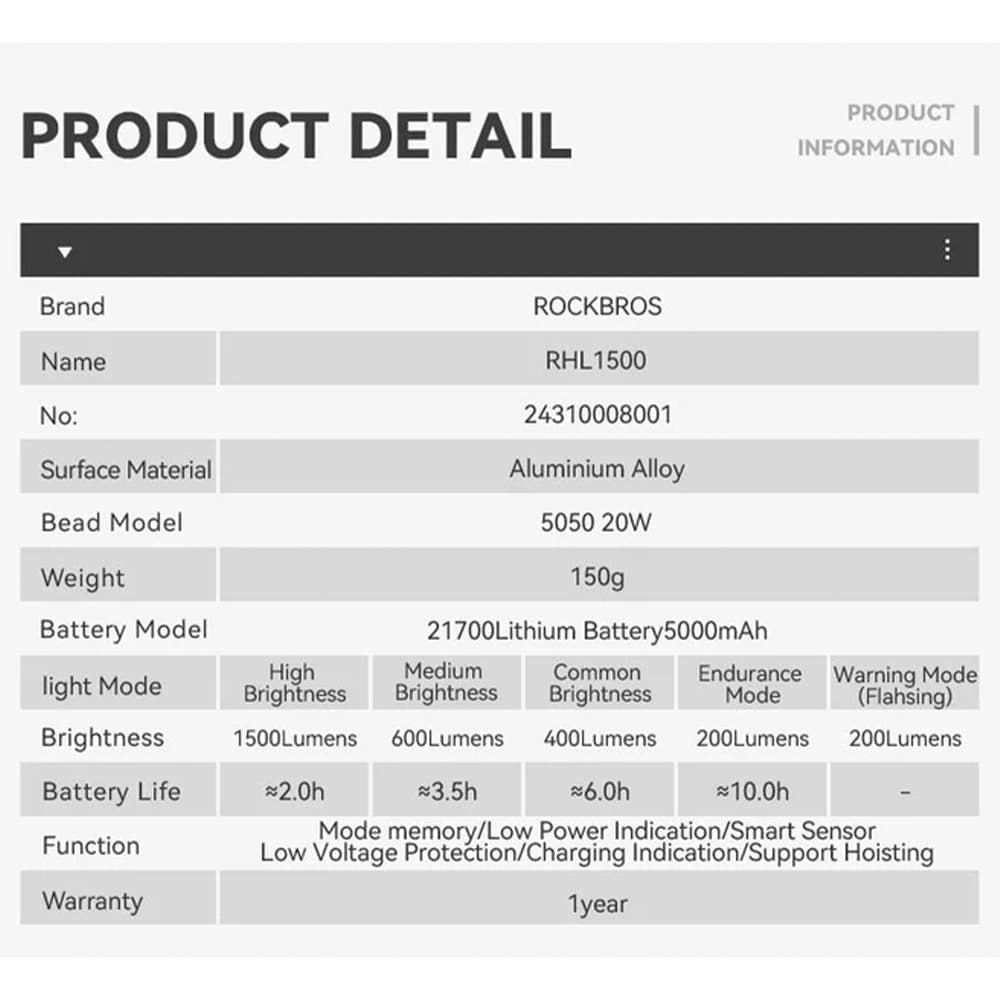 چراغ جلو راکبراس - چراغ جلو 1500 لومنی - چراغ جلو 1500 لومنی راک براس - چراغ هوشمند راک براس - چراغ هوشمند راک براس 1500 لومنی دوچرخه - چراغ دوچرخه 1500 لومنی راکبراس - چراغ جلو هوشمند شارژی دوچرخه راکبراس 1500 لومن ROCKBROS RHL1500